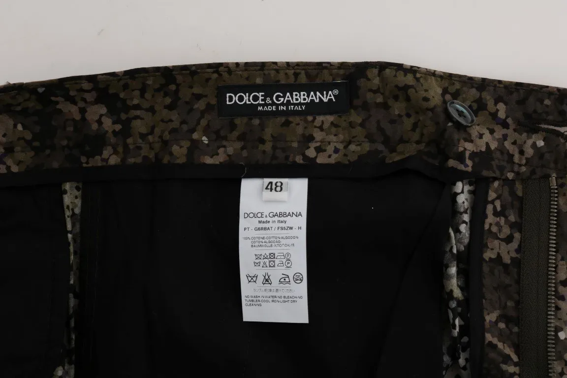 Black Green Cotton Military Pattern Pants