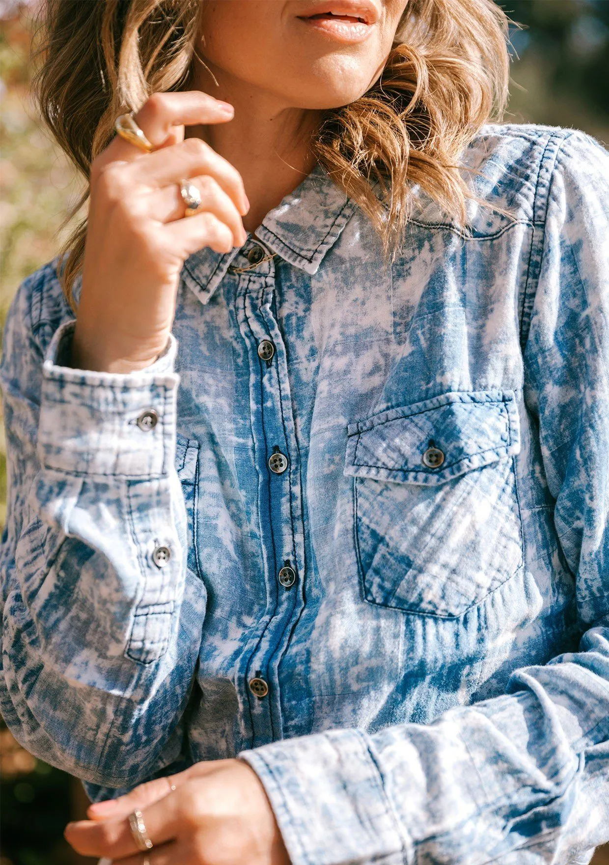 Bleached Out Plaid Button Up Shirt