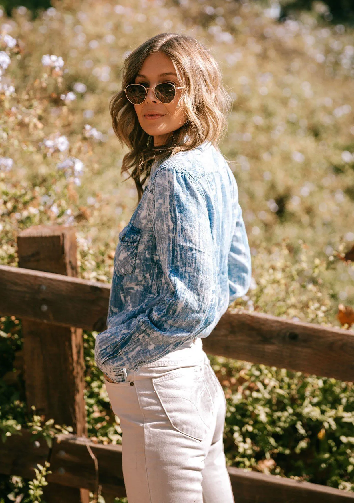 Bleached Out Plaid Button Up Shirt