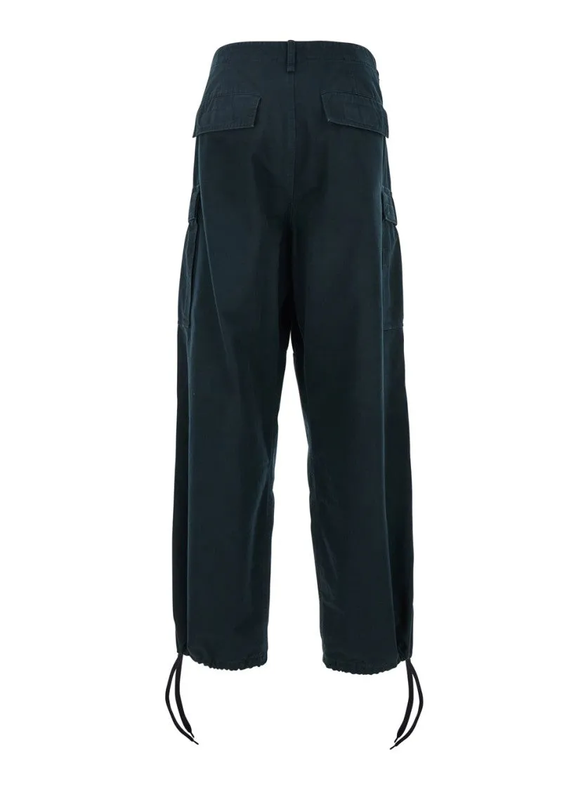 Blue Pants With Drawstring Waist