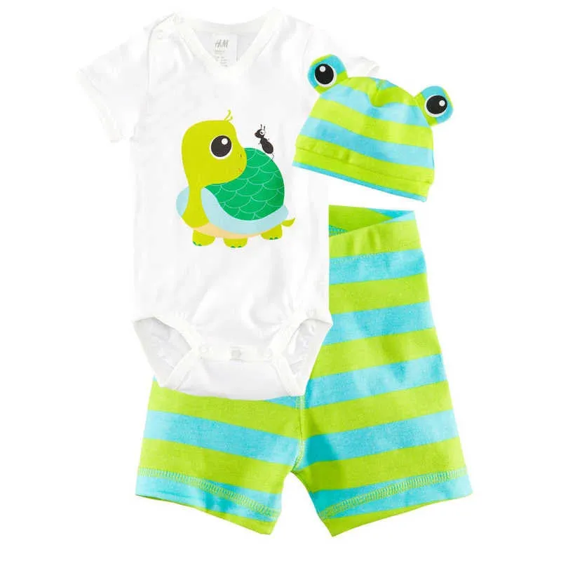 Boys Clothing Set Cotton 8Style Kids Clothes Baby Boy Girl Short Sleeve And Pants Set Cute Animal 3 PCS 1Set HB005