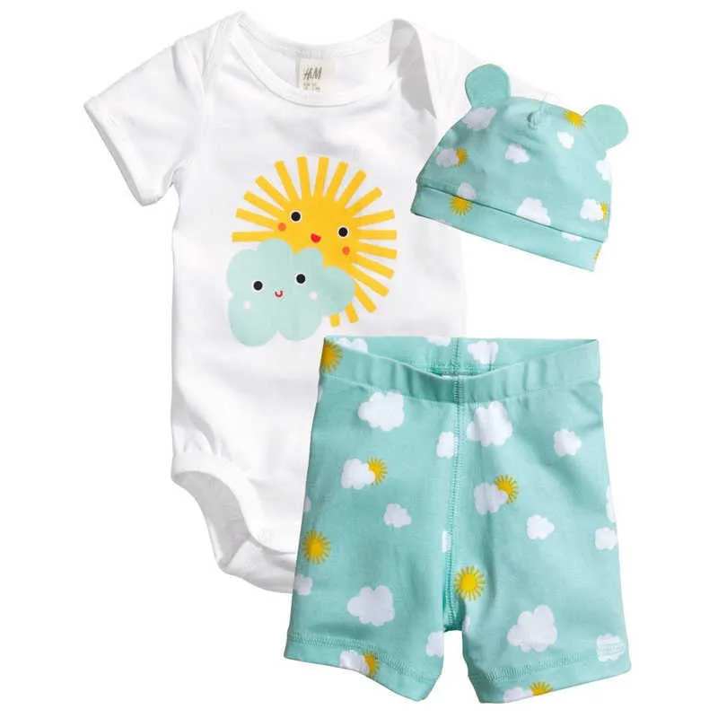 Boys Clothing Set Cotton 8Style Kids Clothes Baby Boy Girl Short Sleeve And Pants Set Cute Animal 3 PCS 1Set HB005