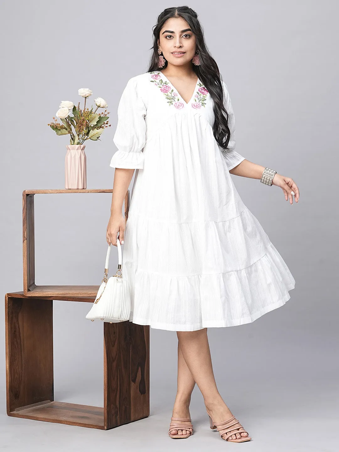 Buy White Cotton Ethnic Dress for women online in India - Zola
