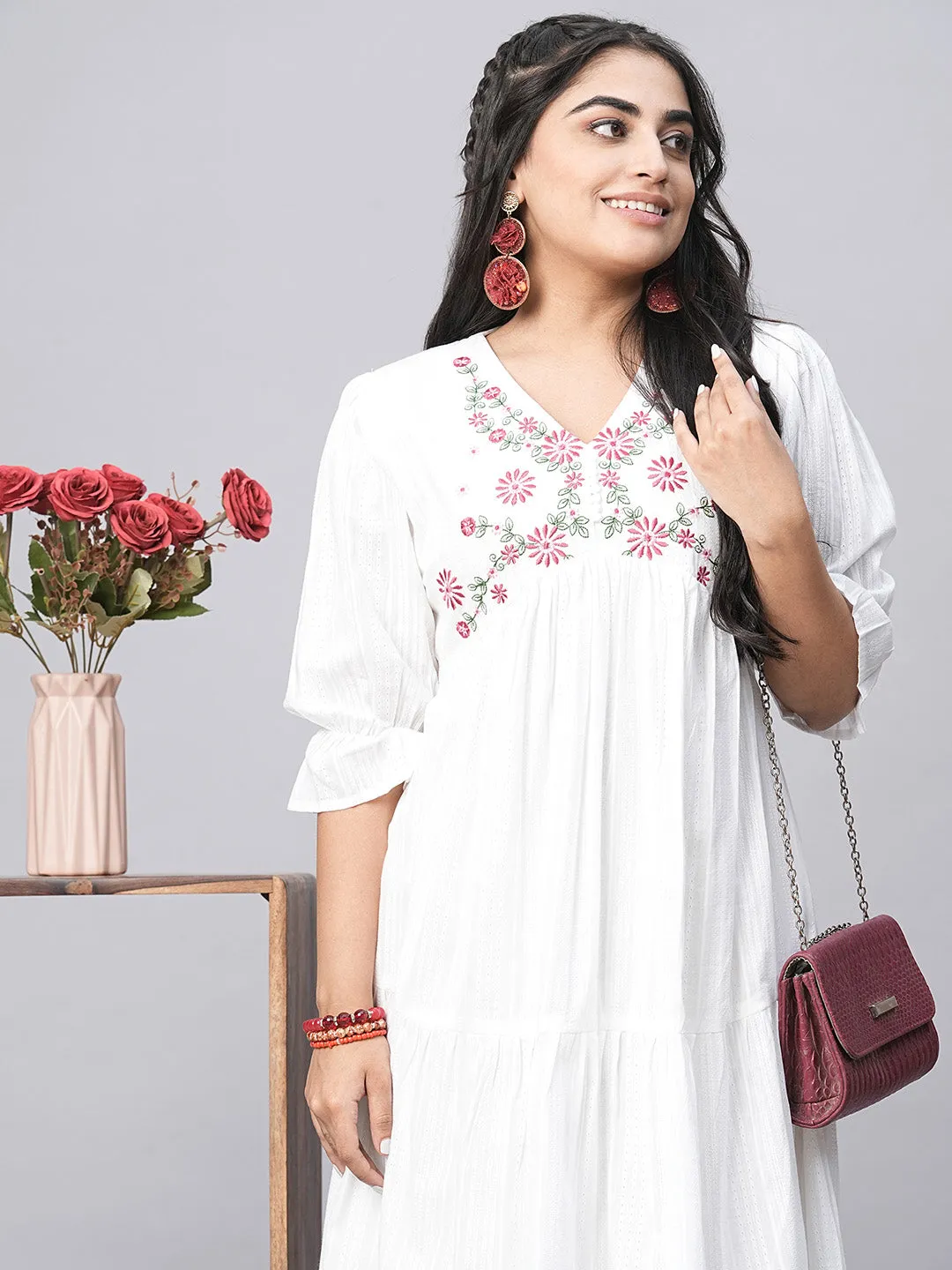 Buy White Cotton Ethnic Dress for women online in India - Zola