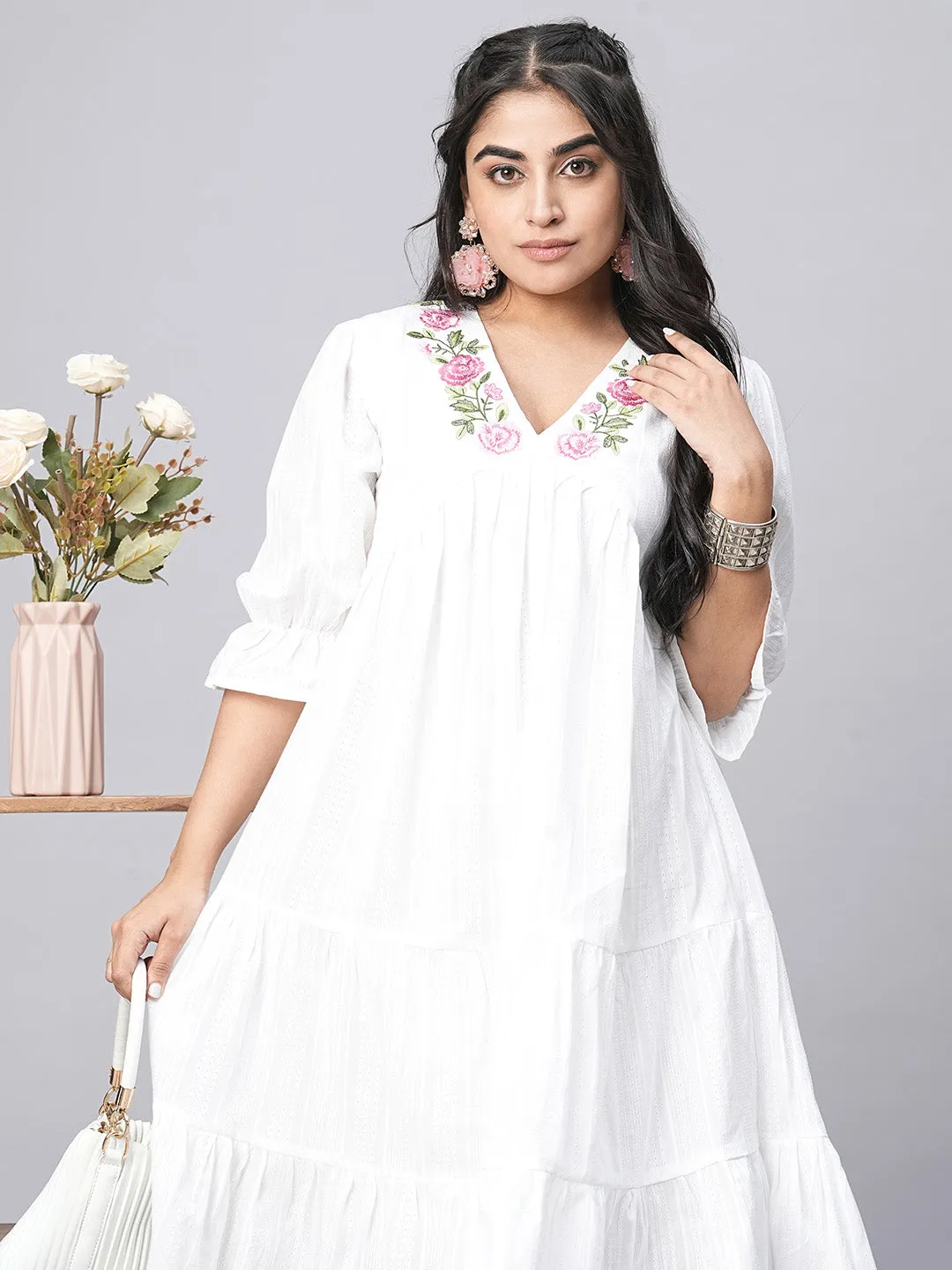 Buy White Cotton Ethnic Dress for women online in India - Zola
