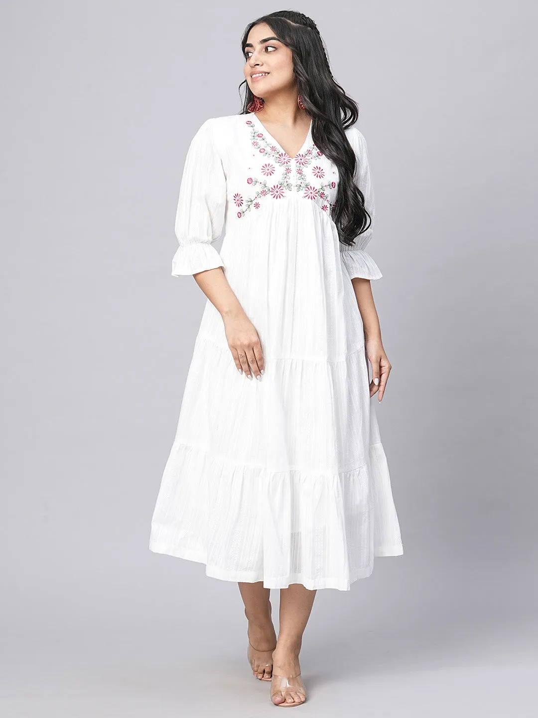 Buy White Cotton Ethnic Dress for women online in India - Zola