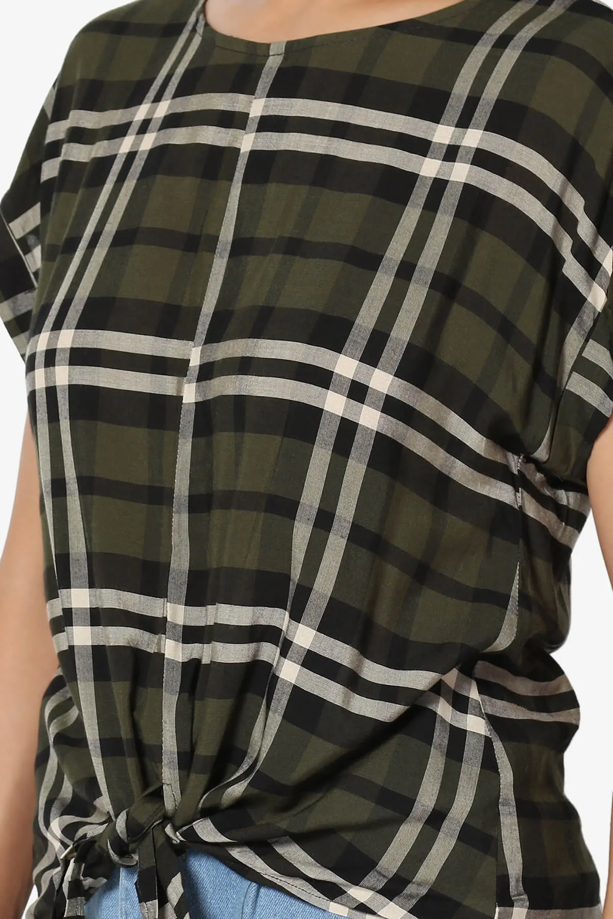 Callie Plaid Button Back Tie Front Top