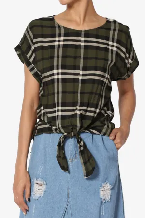 Callie Plaid Button Back Tie Front Top