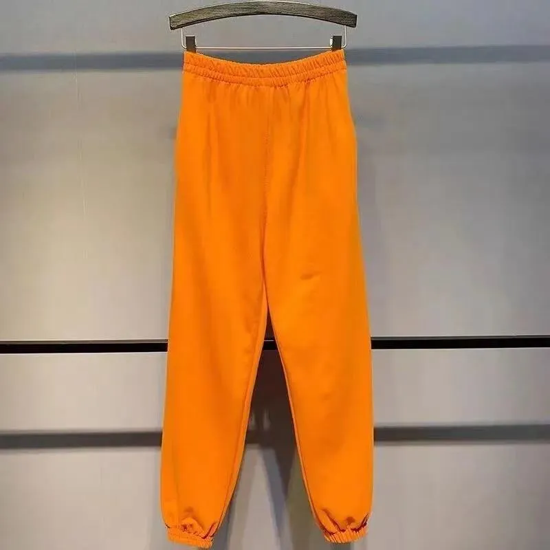 Candy-colored Thin Section Sports and Leisure Women's Summer Loose High-waisted Thin Solid Color Trousers Long Pants