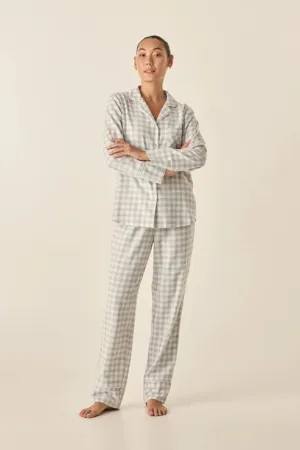 Cassia Light Grey Check Cotton PJ Set