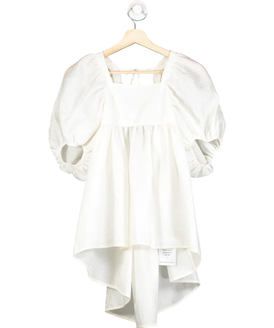Cecilie Bahnsen White Emilia Rose Jacquard Top UK 8