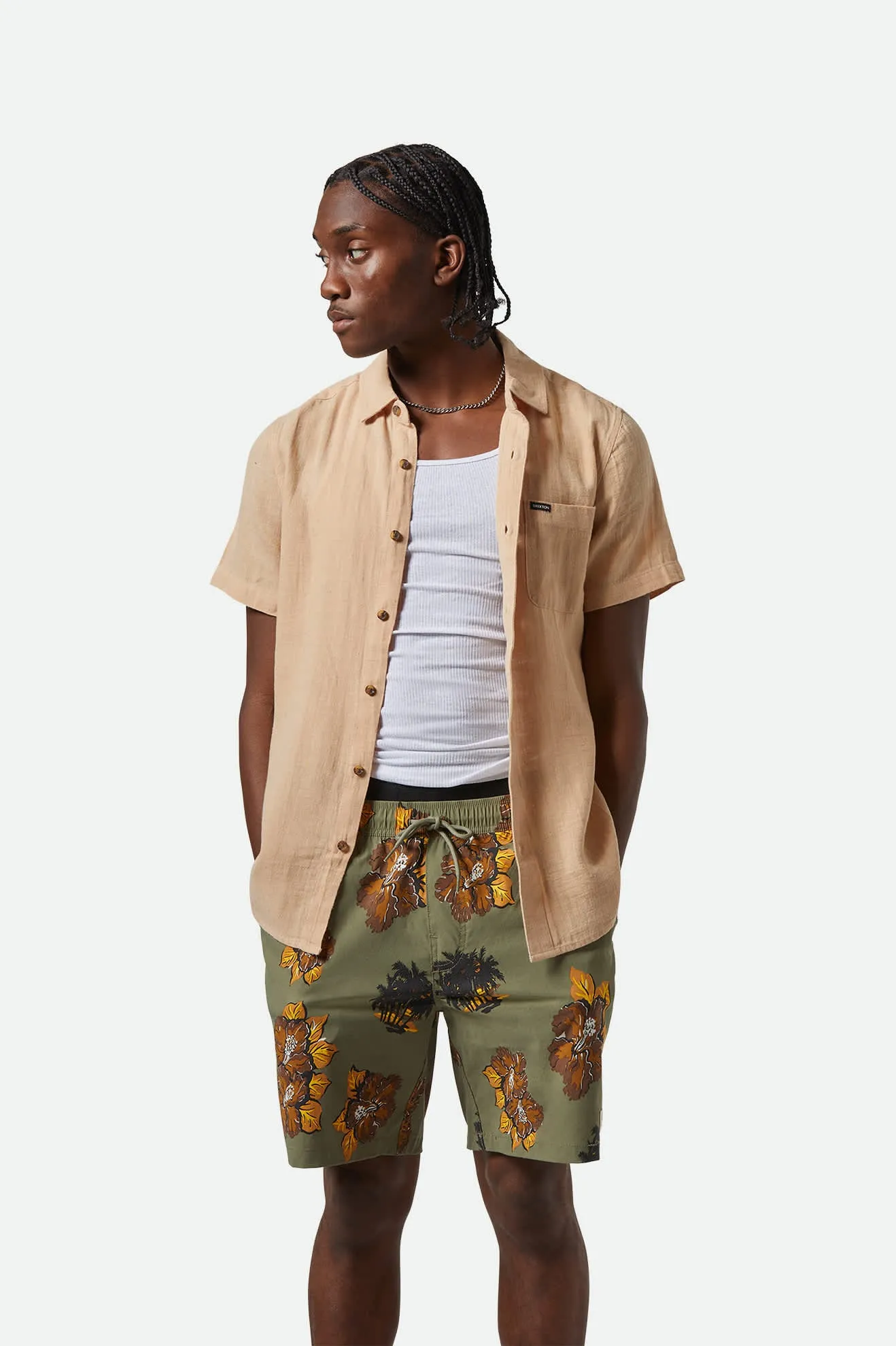 Charter Organic Cotton Linen Blend S/S Shirt - Hazelnut