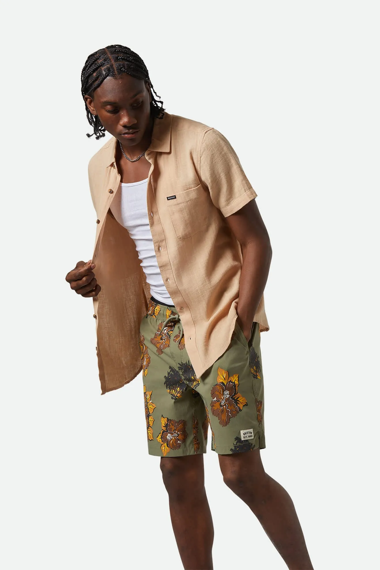 Charter Organic Cotton Linen Blend S/S Shirt - Hazelnut