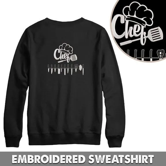 Chef Pattern Design Embroidered Sweatshirt, Hoodie