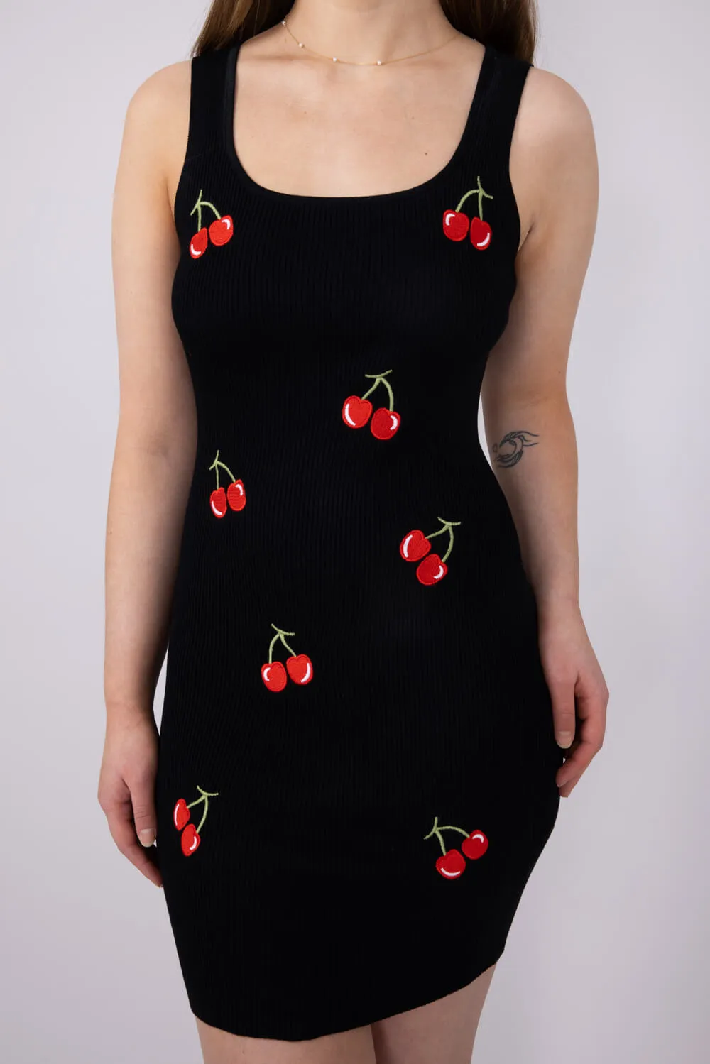 Cherry Bodycon Mini Dress for Women in Black | A211A-BLK