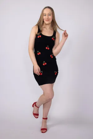 Cherry Bodycon Mini Dress for Women in Black | A211A-BLK