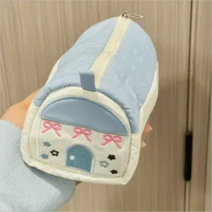 Chic Star Bowknot House Embroidered Pencil Case Storage Bag
