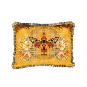 chintz moth fringed cushion