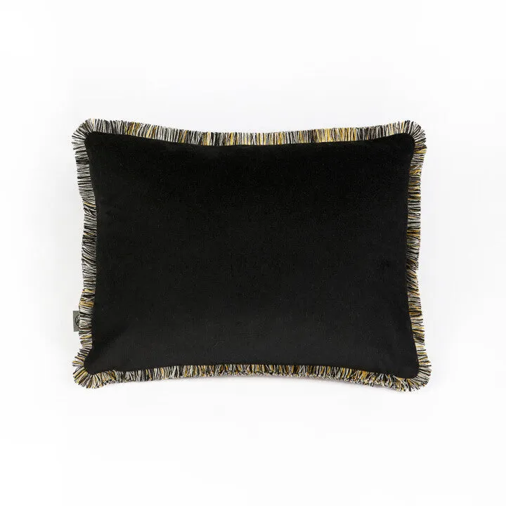 chintz moth fringed cushion