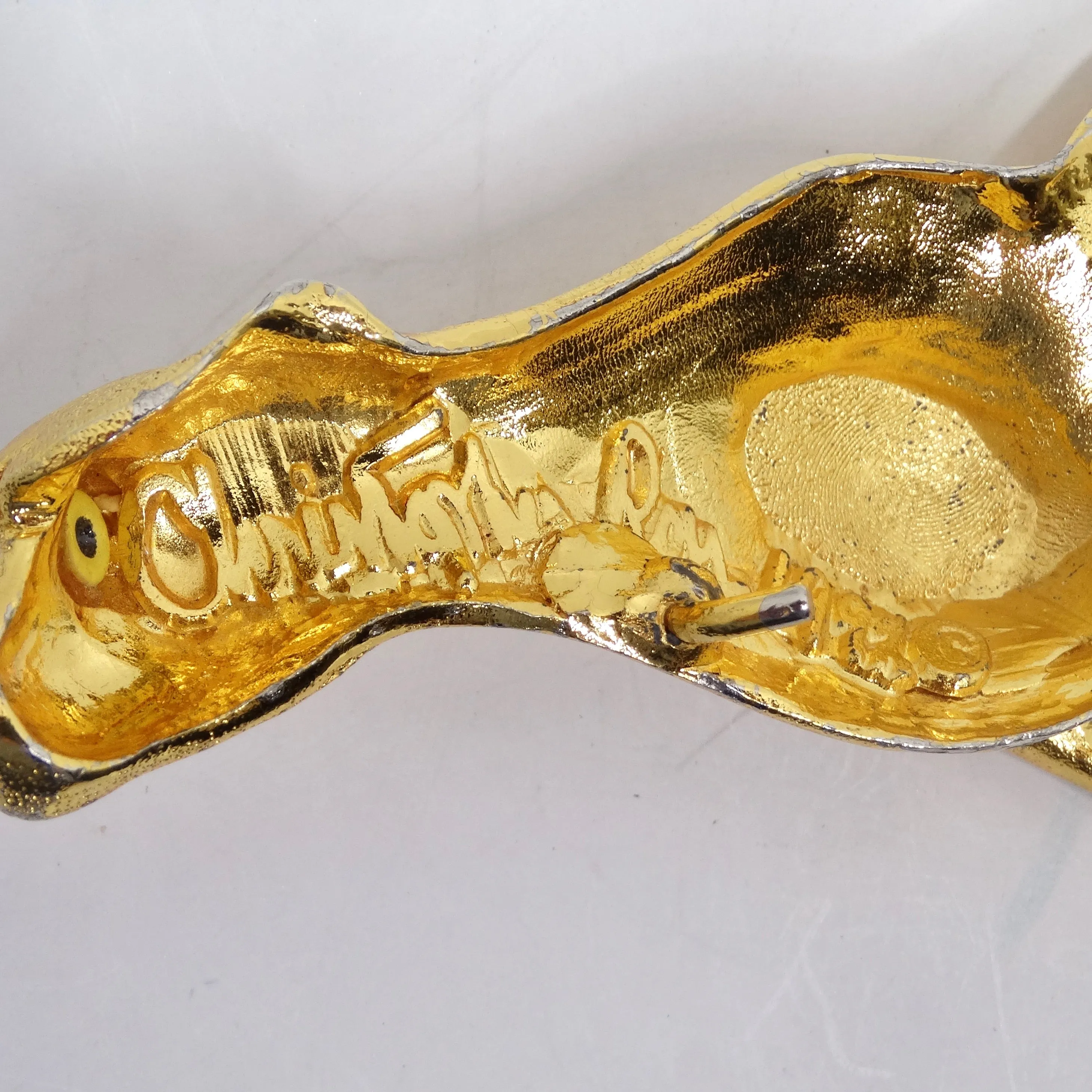 Christopher Ross 1992 Gold Plated Jumbo Cheetah Belt Buckle