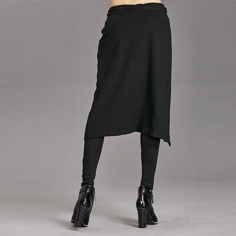 CityHottie - Spring Autumn Women Pants High Stretch Black Fake Two Pieces Pencil Skirt Pants Female Fashion Trousers Streetwear WP24