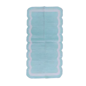 Classic Sky Blue Scallop Cotton Rug