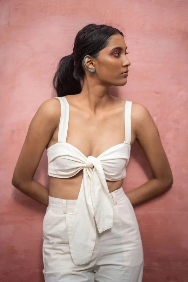 Classic White Tie-up Bralette Set