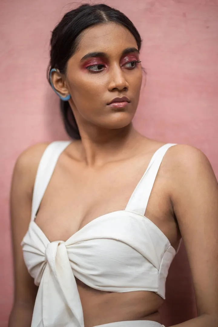 Classic White Tie-up Bralette Set