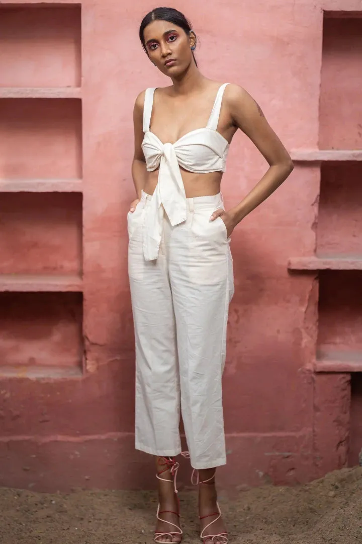 Classic White Tie-up Bralette Set