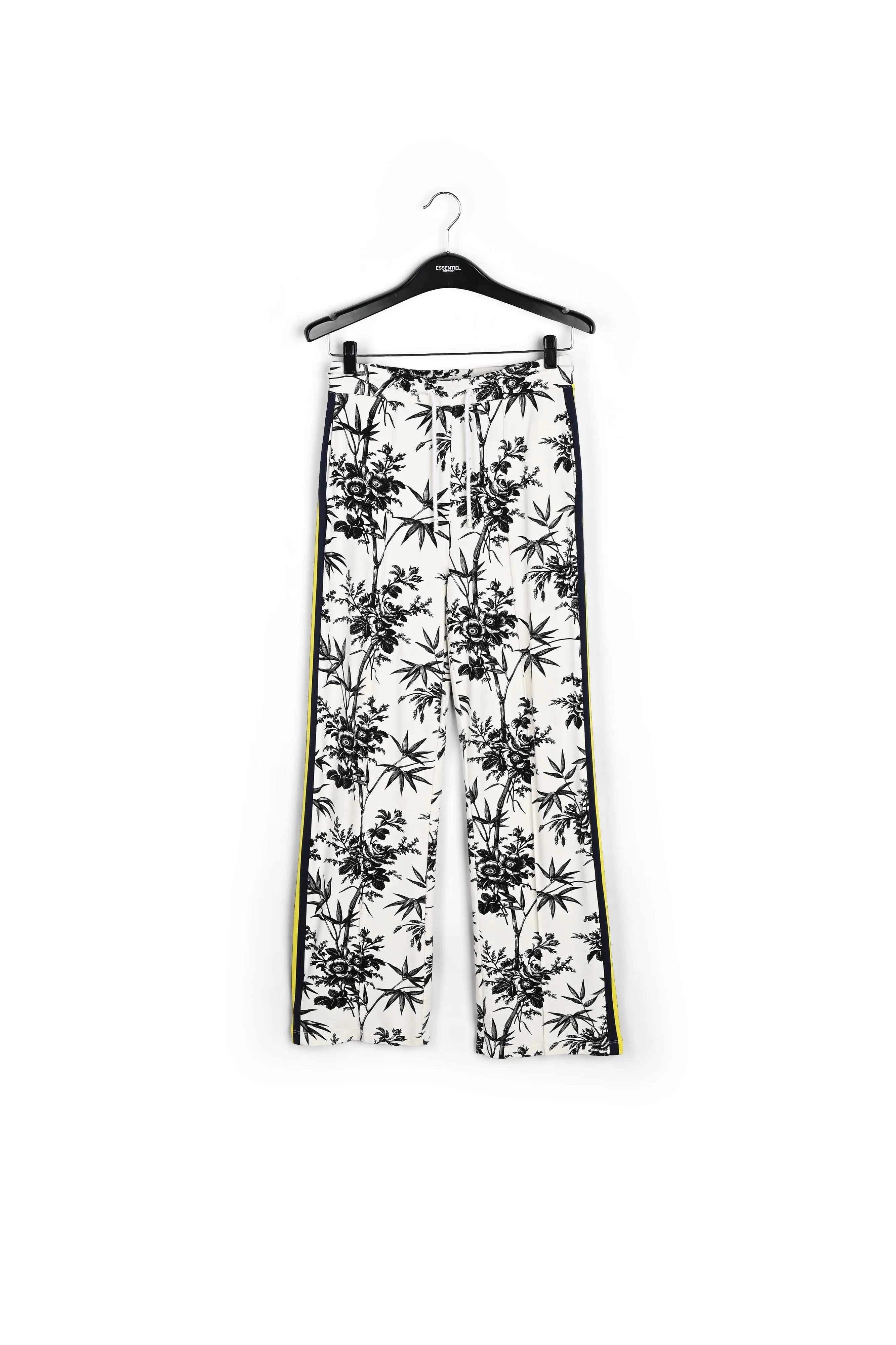 Classic white tracksuit pants with black print