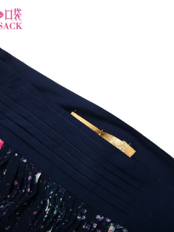 Clearance - starry sky pattern asymmetric pleated skirt
