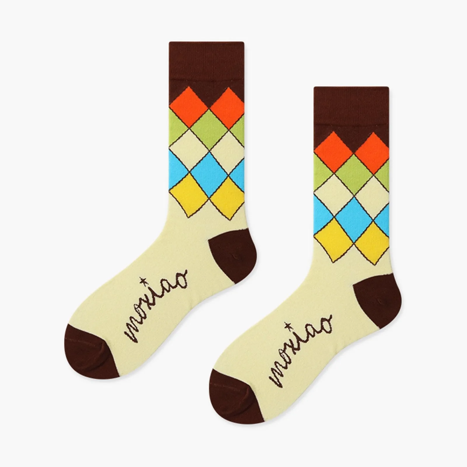 Colorful Diamond Pattern 4 Pairs Socks Gift Set by Designer