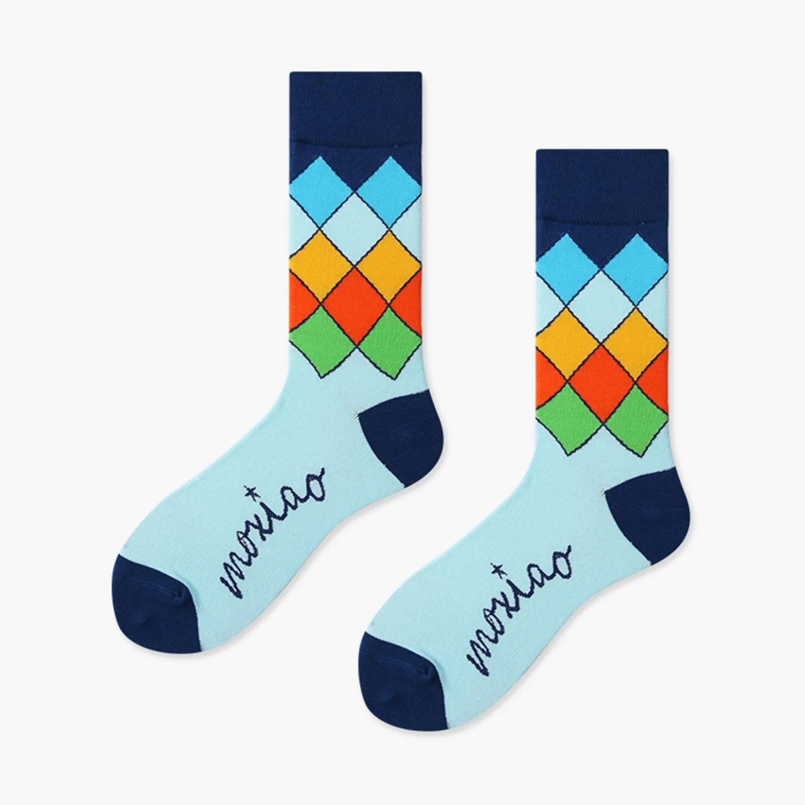 Colorful Diamond Pattern 4 Pairs Socks Gift Set by Designer