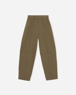 Cotton Crepe Elasticated Curve Pants - Teak