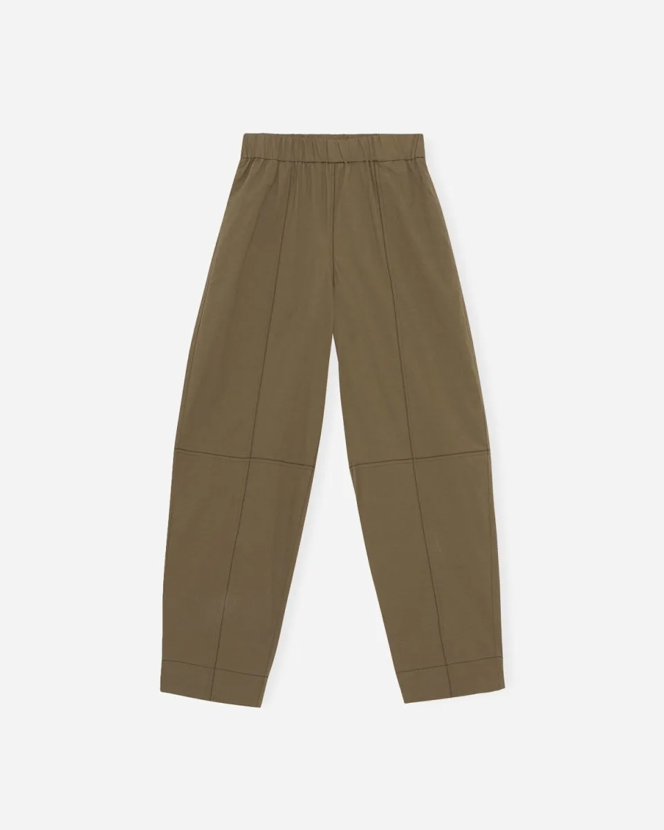 Cotton Crepe Elasticated Curve Pants - Teak