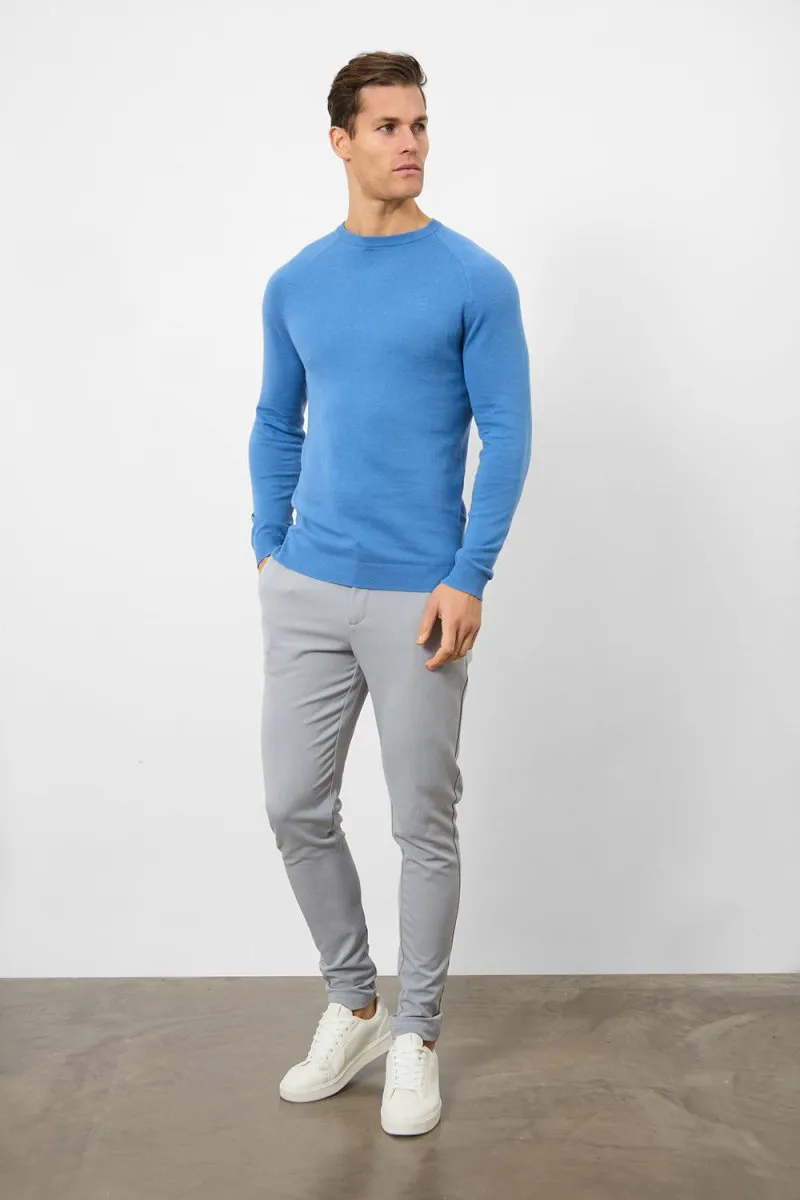 Cotton Crew Neck in Ocean Blue