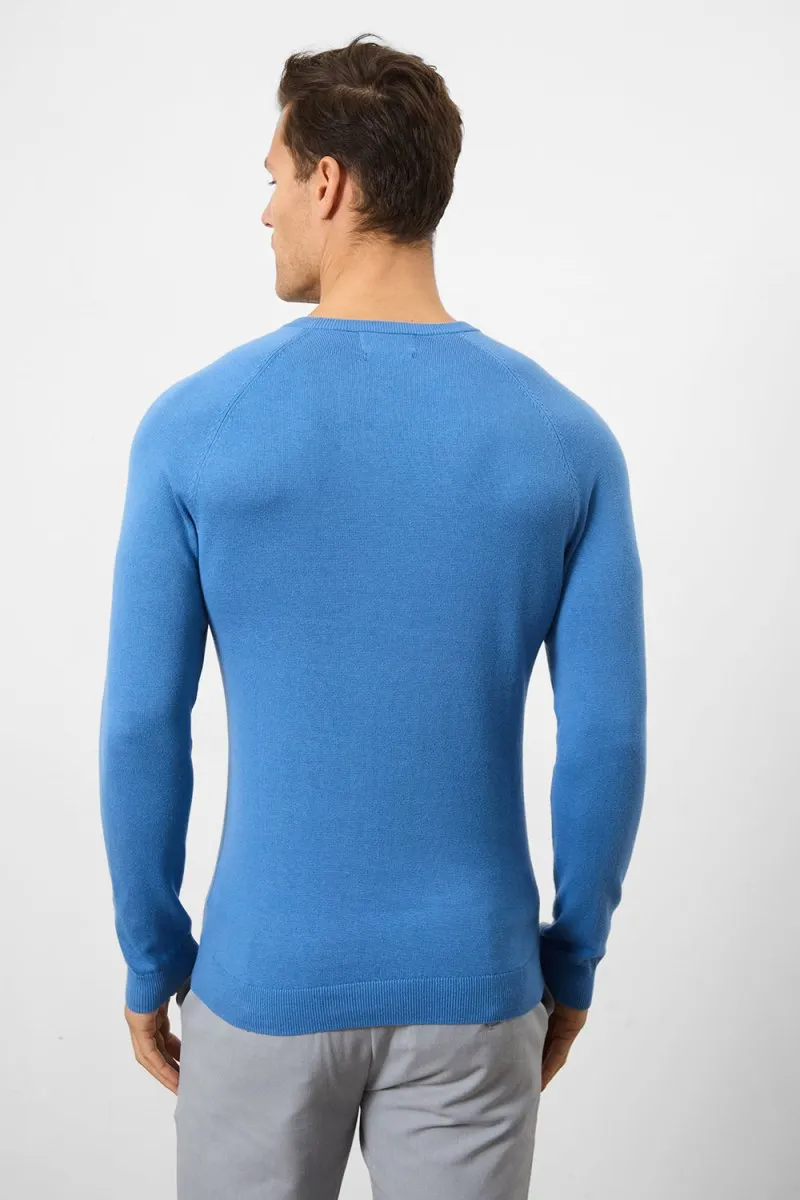 Cotton Crew Neck in Ocean Blue