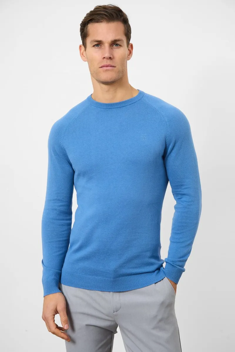 Cotton Crew Neck in Ocean Blue