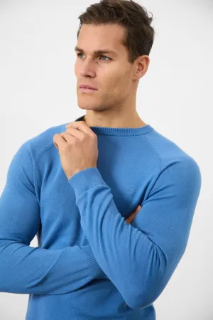 Cotton Crew Neck in Ocean Blue