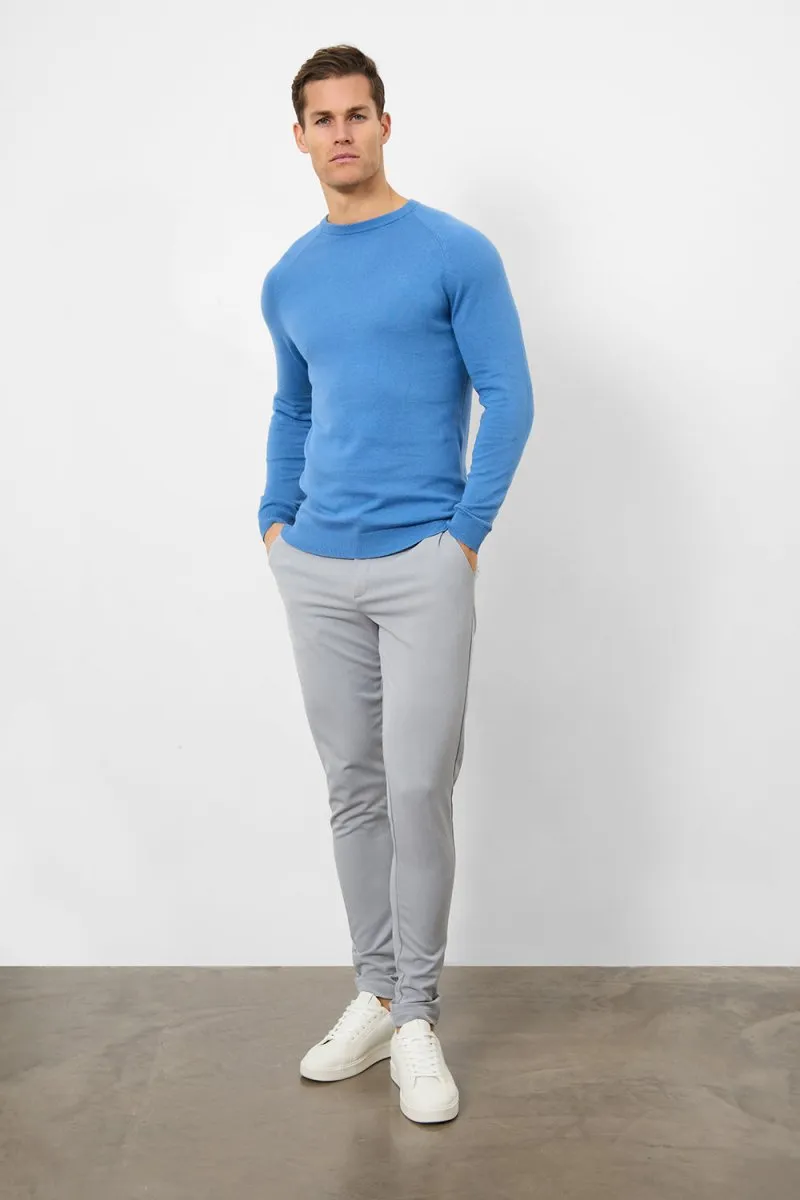Cotton Crew Neck in Ocean Blue