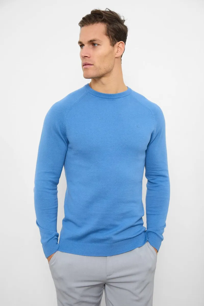 Cotton Crew Neck in Ocean Blue