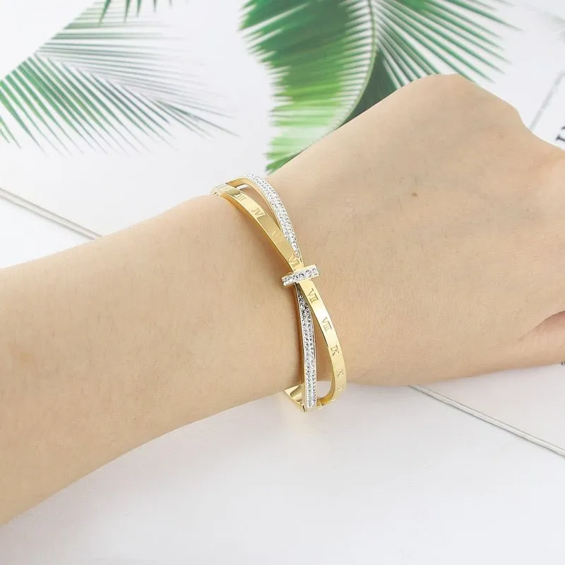 Cross Roman Numerals Bracelets Bangle For Women Jewelry