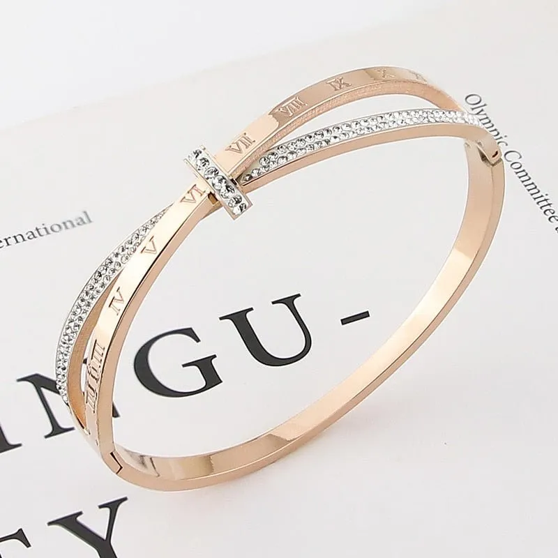 Cross Roman Numerals Bracelets Bangle For Women Jewelry