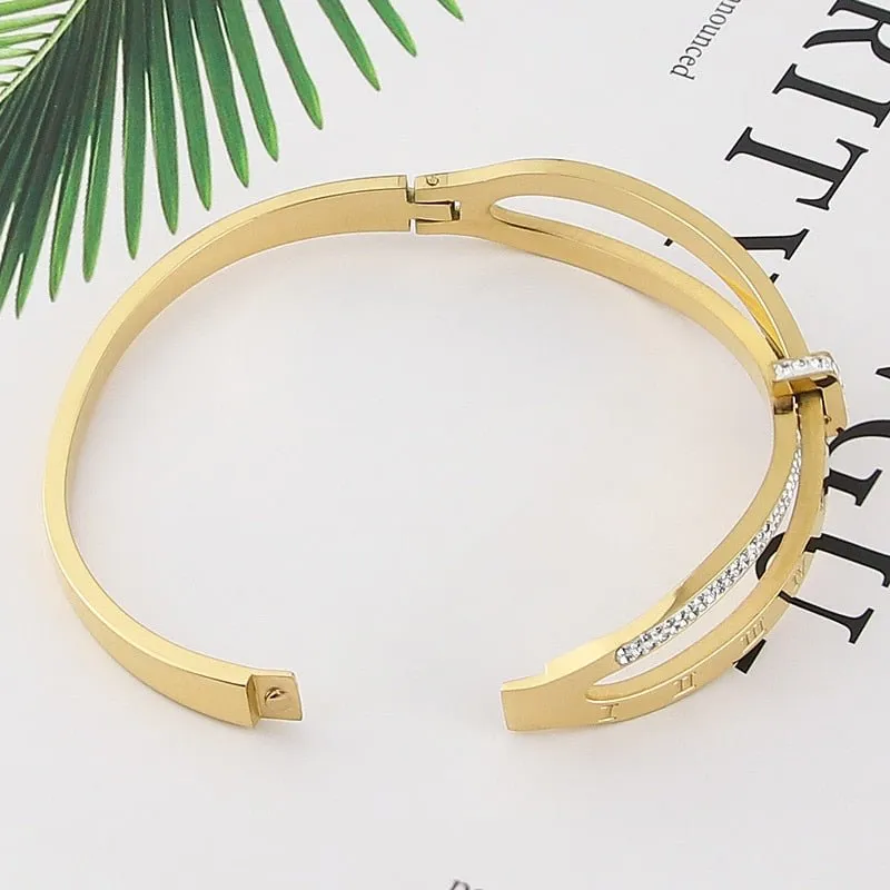 Cross Roman Numerals Bracelets Bangle For Women Jewelry