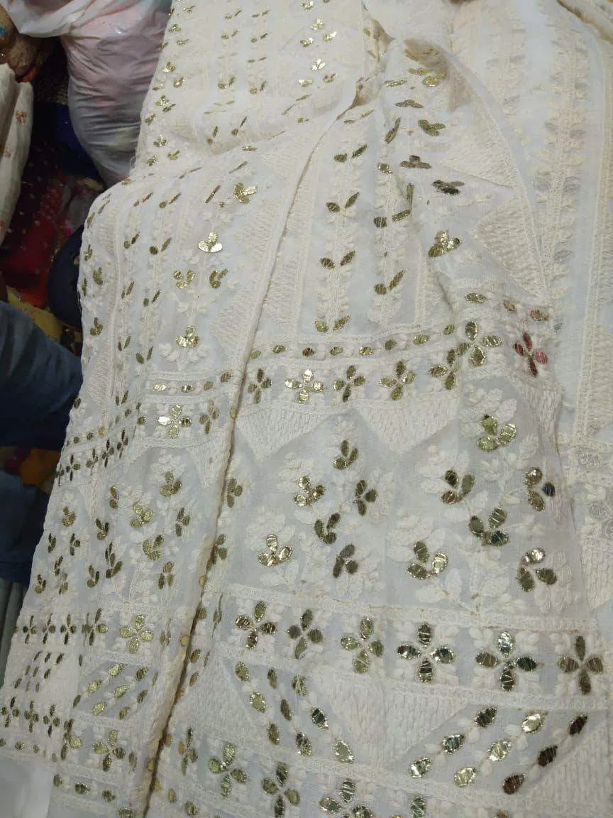 Custom Designer Georgette Chikankari Lehenga with Georgette Choli