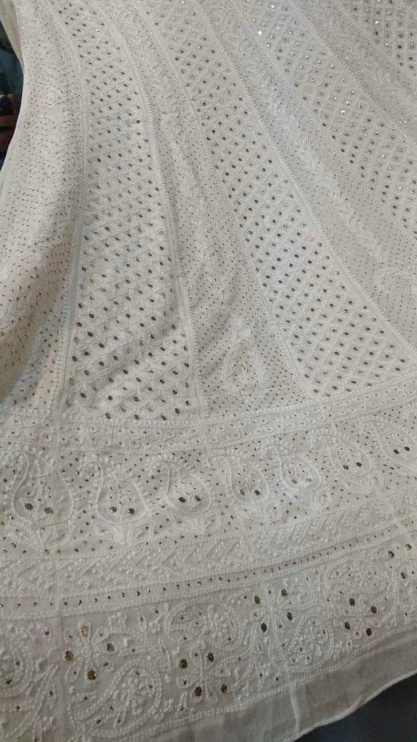 Custom Designer Georgette Chikankari Lehenga with Georgette Choli