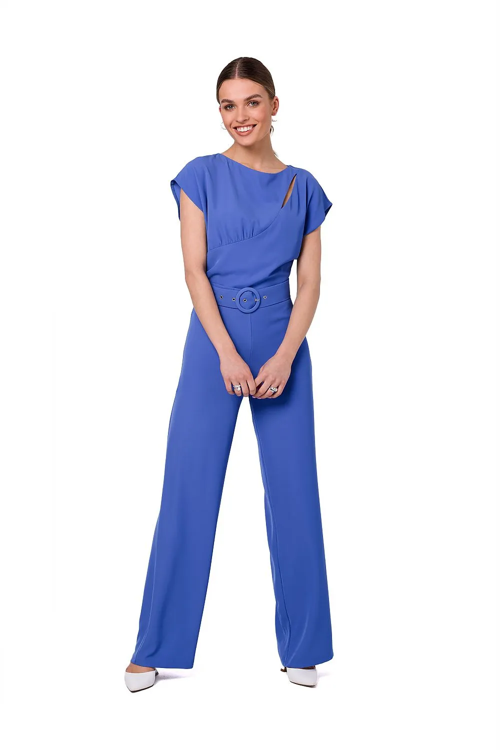 Cutout Crease Neck Jumpsuit