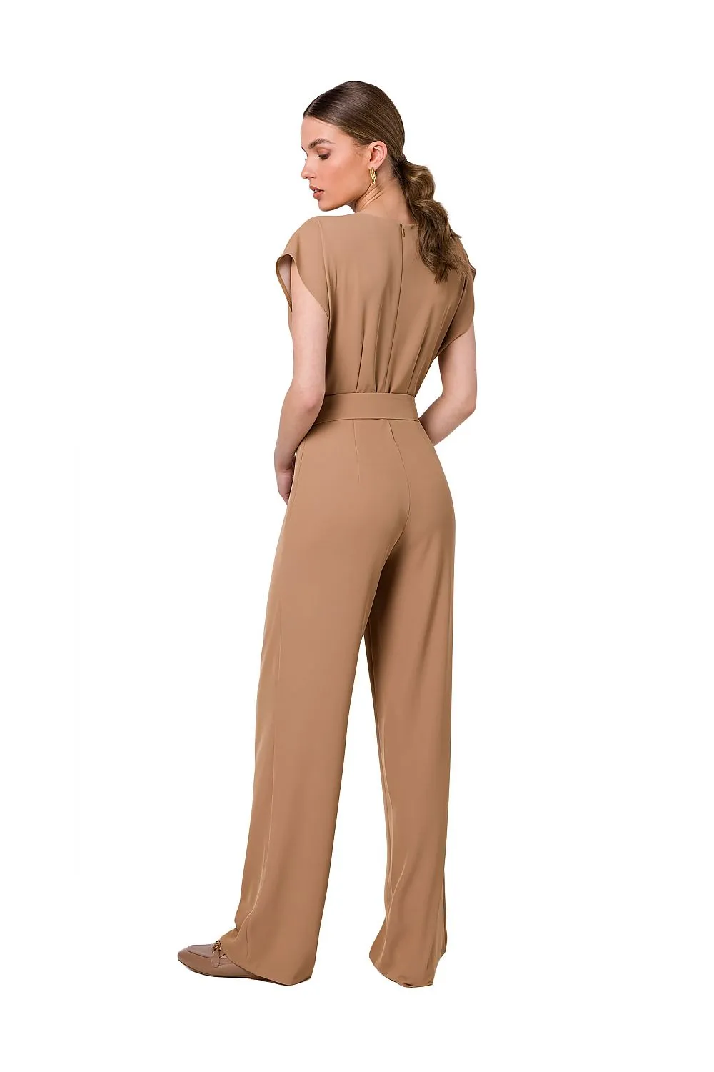 Cutout Crease Neck Jumpsuit