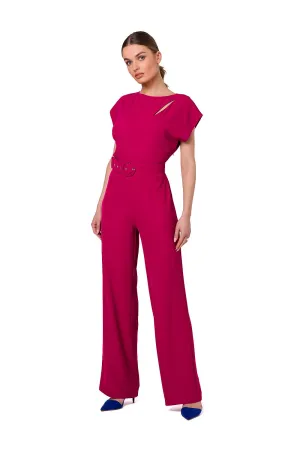 Cutout Crease Neck Jumpsuit
