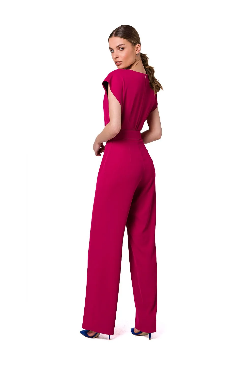 Cutout Crease Neck Jumpsuit